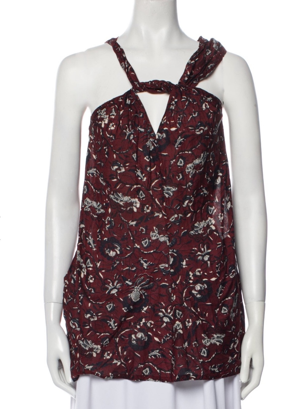 Étoile Isabel Marant Women's Burgundy Floral Halter tunic top